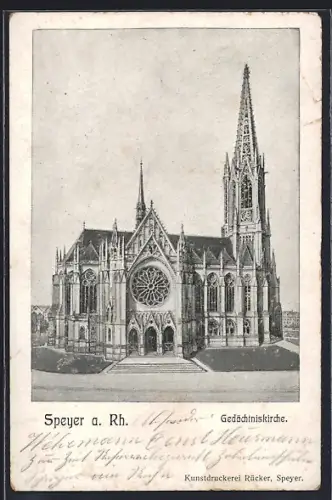 Lithographie Speyer a. Rh., Gedächtniskirche