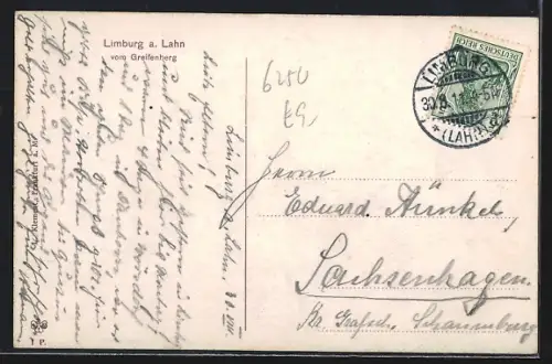 AK Limburg a. Lahn, Dom, Lahn, Blick vom Greifenberg