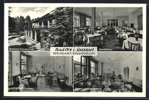 AK Bad Orb i. Spessart, Spessart-Sanatorium, Speisesaal, Gesellschaftszimmer