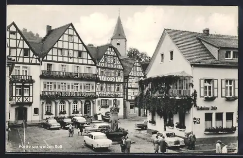 AK Bad Orb im Spessart, Partie am weissen Ross, Fachwerkhäuser, Kirche
