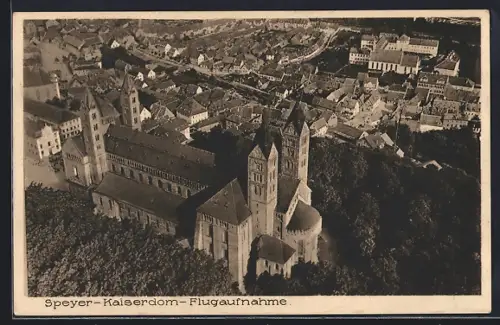 AK Speyer, Kaiserdom, Flugaufnahme