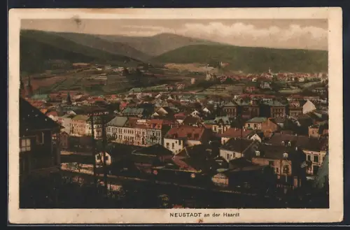 AK Neustadt an der Haardt, Stadtansicht, Berge im Hintergrund