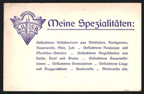 AK Braunschweig, Theodor Halle Sohn, Spezialitäten geflochtene Seilerwaren