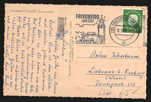 AK Friedberg in Hessen, Kaiserstrasse, Geschäftshäuser, Strassenansicht