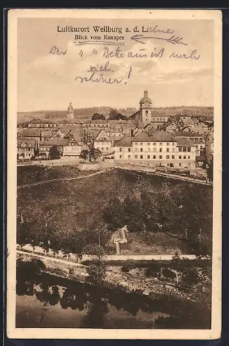 AK Weilburg a. d. Lahn, Blick vom Kanapee