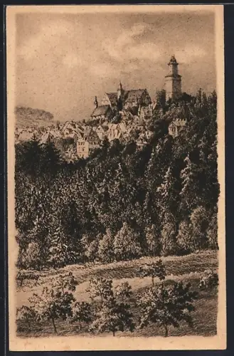 AK Kronberg im Taunus, Burg, Stadtturm, Stadtansicht