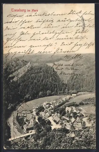 AK Treseburg im Harz, Ortsansicht im Bodetal