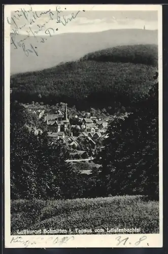 AK Schmitten i. Taunus, Blick vom Leistenbachtal auf Ort und Kirche