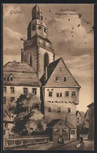 AK Giessen, Stadtkirche nach einer Zeichnung