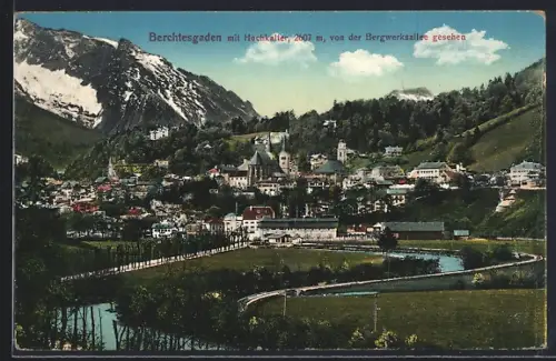 AK Berchtesgaden, Gesamtansicht mit Hochkalter von der Bergwerkskanzlei gesehen