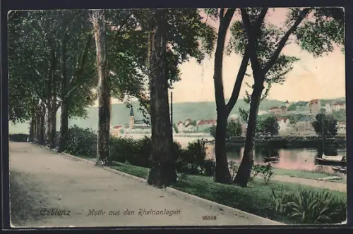 AK Koblenz, Motiv aus den Rheinanlagen