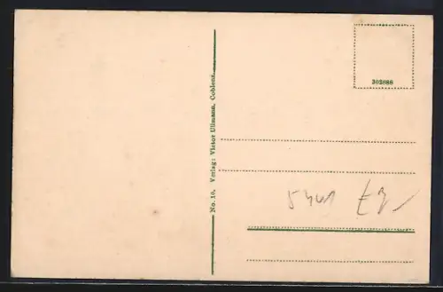 AK Pfaffendorf a. Rhein, Ortsansicht mit Dampfschiff auf dem Rhein