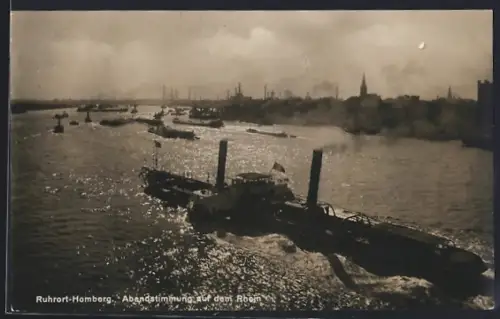 AK Ruhrort-Homberg, Abendstimmung auf dem Rhein