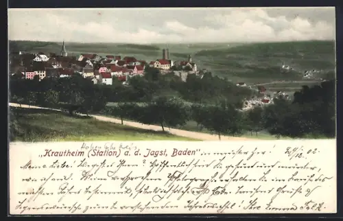 AK Krautheim a. d. Jagst, Gesamtansicht mit Burg und Kirche