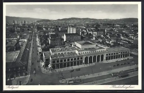 AK Stuttgart, Hindenburgbau, Strassenbahn