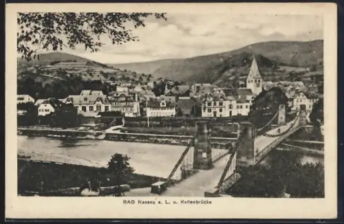 AK Bad Nassau a. L., Kettenbrücke, Stadtansicht