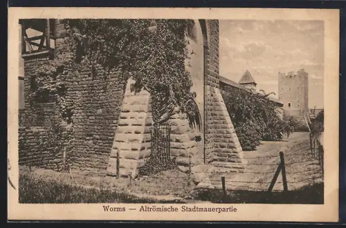 AK Worms, Altrömische Stadtmauerpartie