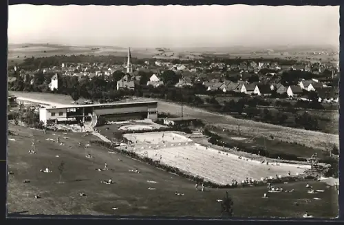 AK Alzey /Rheinhessen, Freibad, Stadtansicht