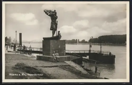 AK Worms a. Rh., Hagendenkmal