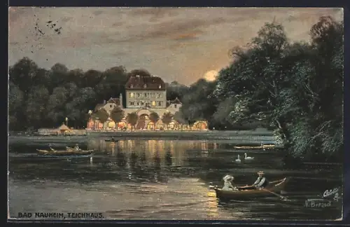 Künstler-AK Bad Nauheim, Teichhaus