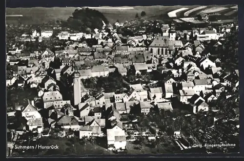 AK Simmern /Hunsrück, Ortsansicht, Fliegeraufnahme