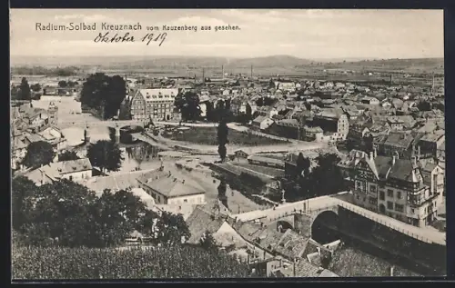 AK Bad Kreuznach, Radium-Solbad vom Kauzenberg aus gesehen