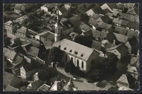 AK Sprendlingen /Rhh., Evangelische Kirche, Luftaufnahme