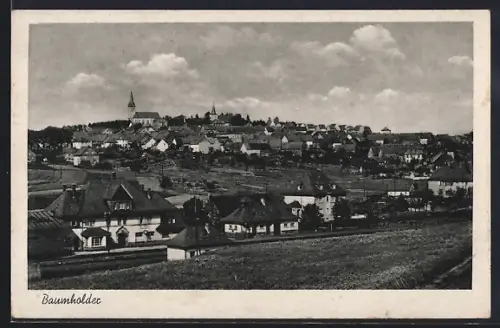 AK Baumholder, Ortsansicht mit Kirche und Wohnhäusern