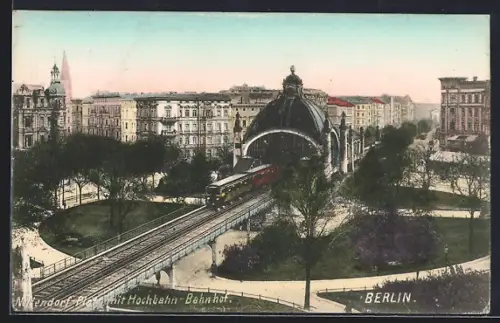 AK Berlin-Schöneberg, Nollendorf-Platz mit Hochbahn-Bahnhof