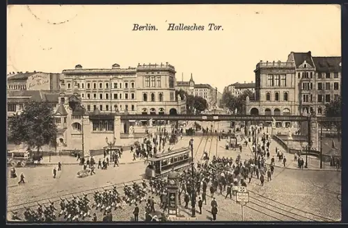 AK Berlin-Kreuzberg, Hallesches Tor, Strassenbahn
