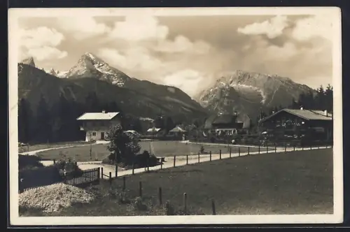 AK Strub b. Berchtesgaden, Watzmann, Hochkalter, Ortsansicht