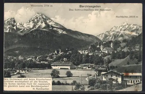 AK Berchtesgaden, Panorama mit Watzmann und Hochkalter