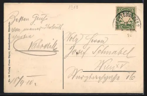 AK Berchtesgaden, Ortsansicht mit Kirche und Watzmann