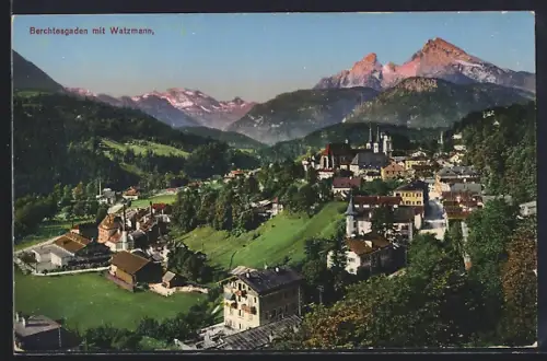AK Berchtesgaden, Ortsansicht mit Watzmann