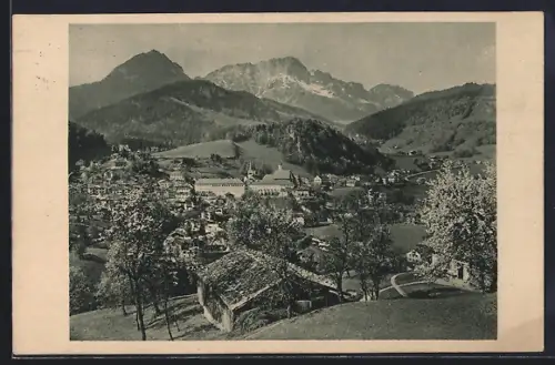 AK Berchtesgaden, Ortsansicht mit Untersberg