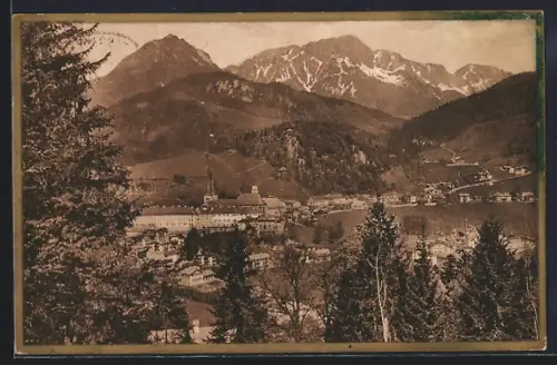 AK Berchtesgaden, Ortsansicht mit Untersberg