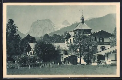 AK Berchtesgaden-Schönau, Hotel und Pension Panorama, Gebirgslandschaft