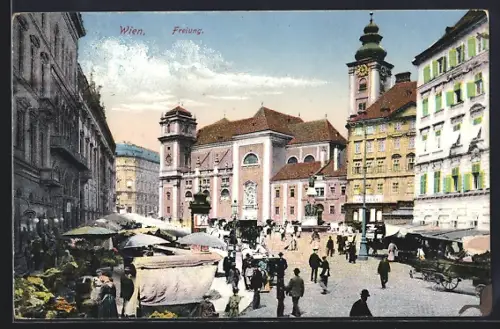 AK Wien, Belebter Markt auf der Freiung