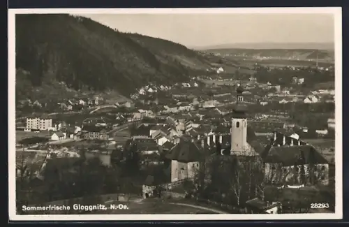 AK Gloggnitz /N.-Oe., Teilansicht aus der Vogelschau