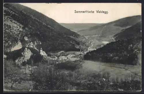 AK Waldegg, Ortspartie mit Kirche