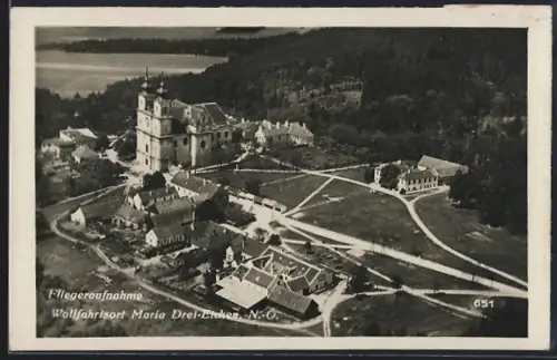 AK Maria Drei-Eichen /N.-Ö., Wallfahrtsort vom Flugzeug aus