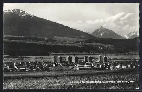 AK Innsbruck /Tirol, Olympiadorf mit Patscherkofel und Serles