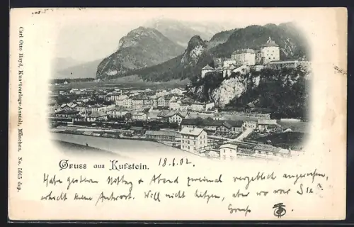 AK Kufstein, Teilansicht aus der Vogelschau