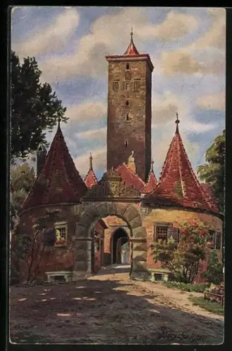 Künstler-AK V.Marschall: Rothenburg ob der Tauber, Das Burgtor