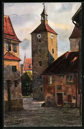 Künstler-AK Vinzenz Marschall: Lindau im Bodensee, Peterskirchturm und Glocke