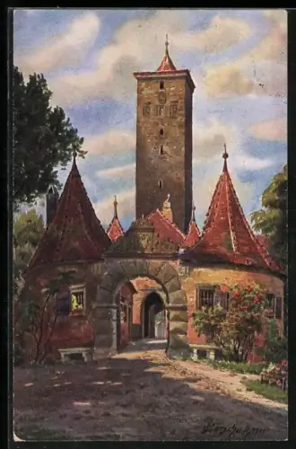 Künstler-AK V.Marschall: Rothenburg ob der Tauber, Das Burgtor