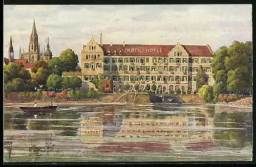 Künstler-AK Vinzenz Marschall: Konstanz am Bodensee, Das Inselhotel
