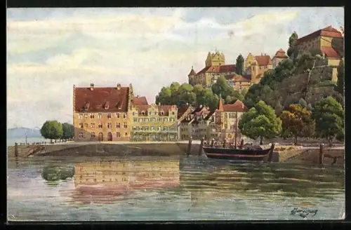 Künstler-AK Vinzenz Marschall: Meersburg, der Hafen