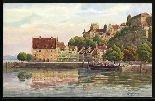 Künstler-AK Vinzenz Marschall: Meersburg, der Hafen