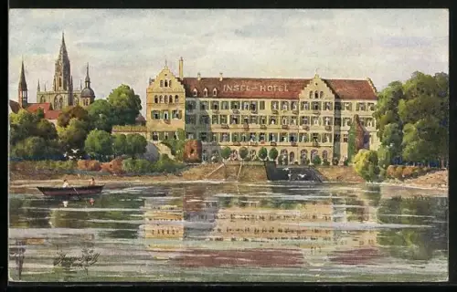Künstler-AK Vinzenz Marschall: Konstanz am Bodensee, Das Inselhotel